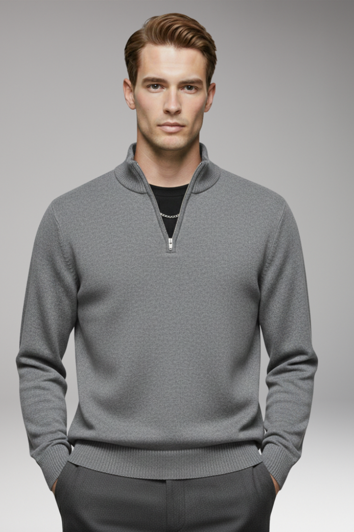 Men's Half-Zip Sweatshirt Ribbed Cuffs