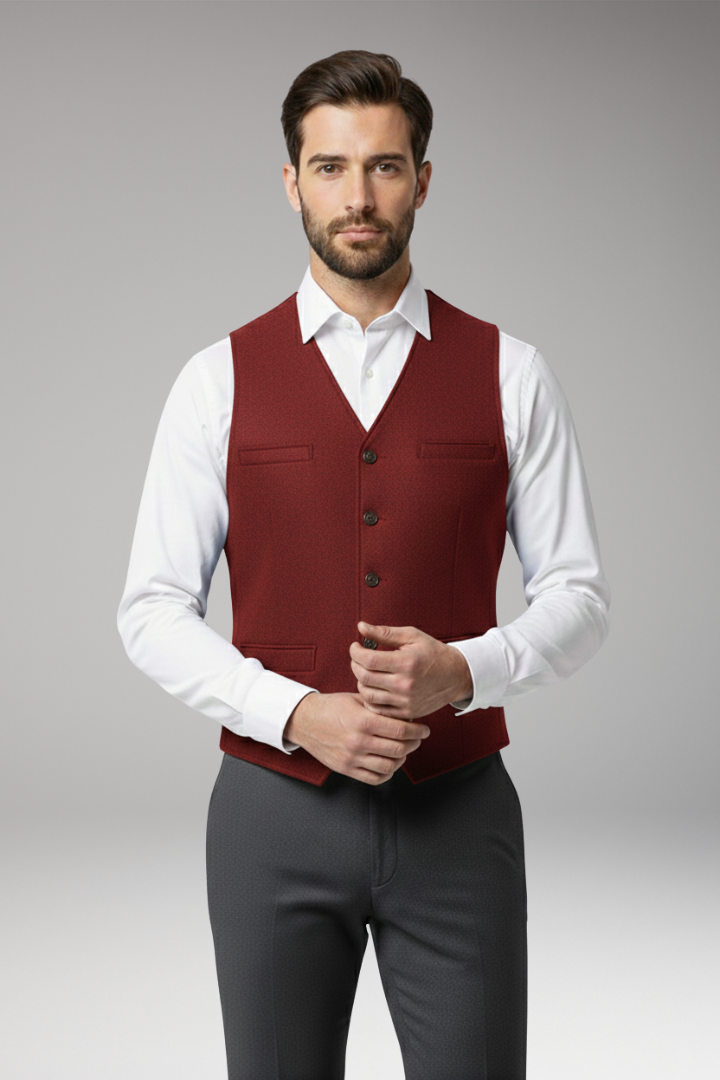 Men's V-Neck Button Vest