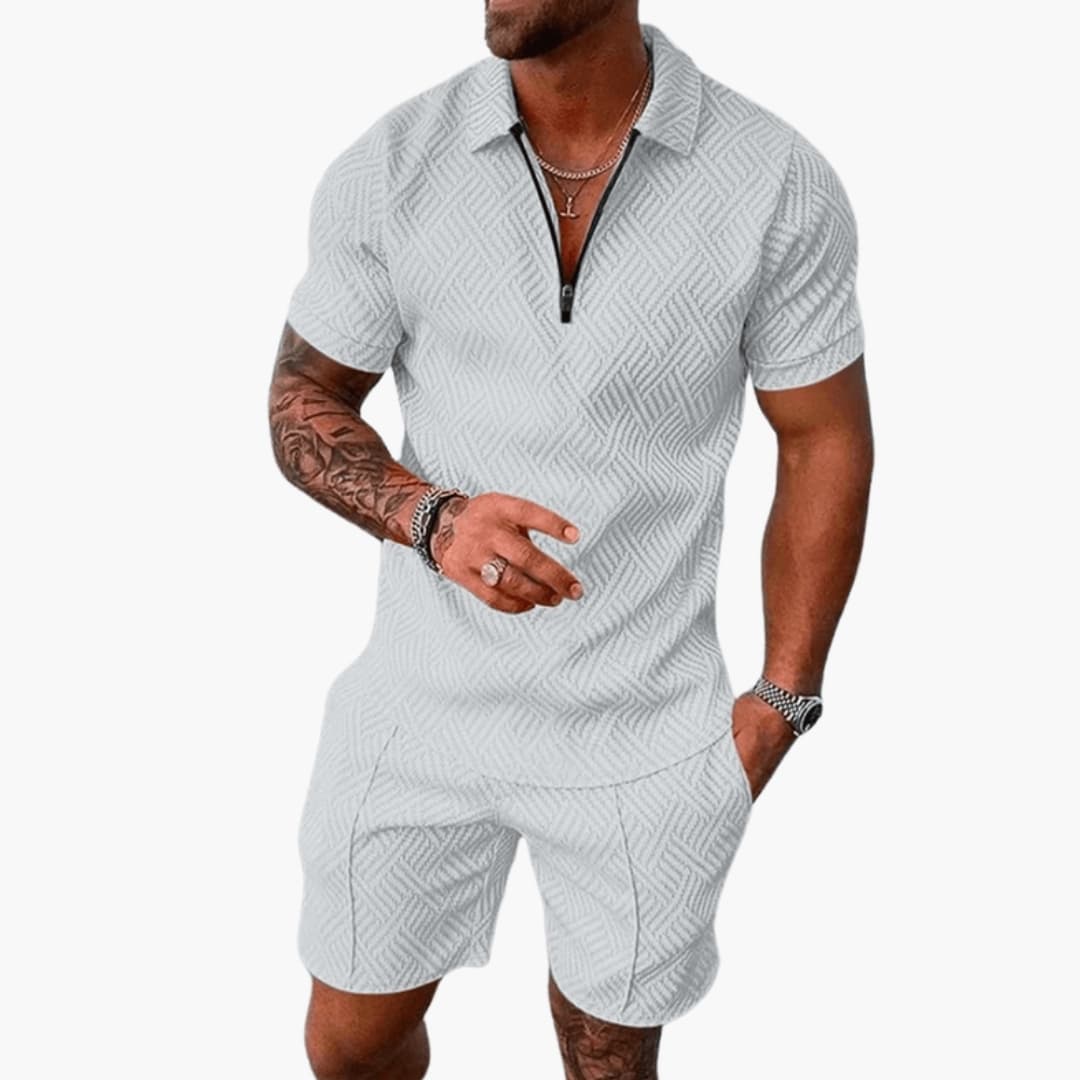 Men's Short Sleeve Polo Shirt Set Cotton
