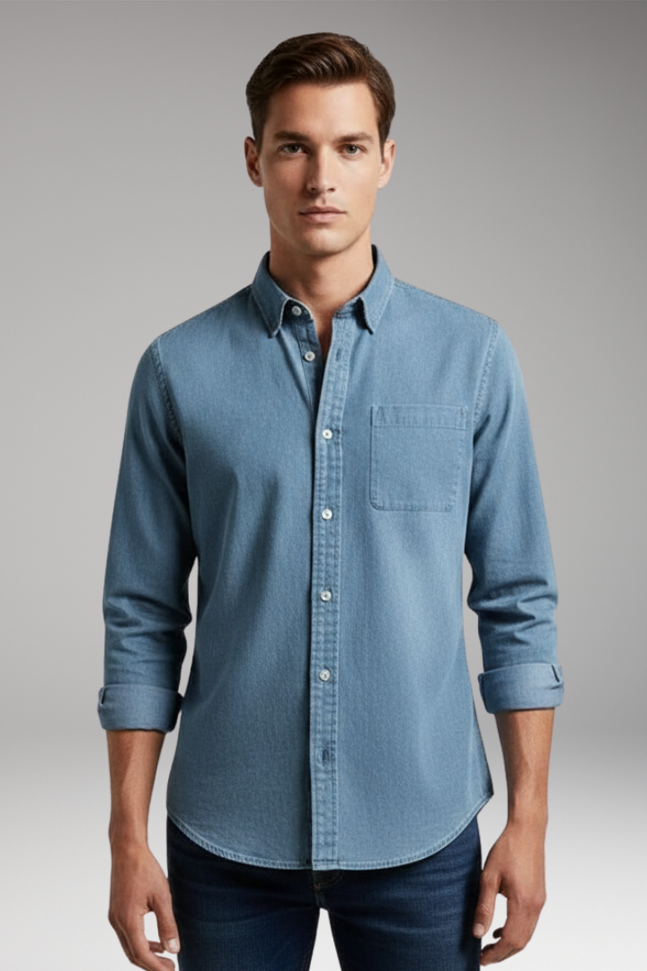 Men's Notched Collar Button Front Shirt