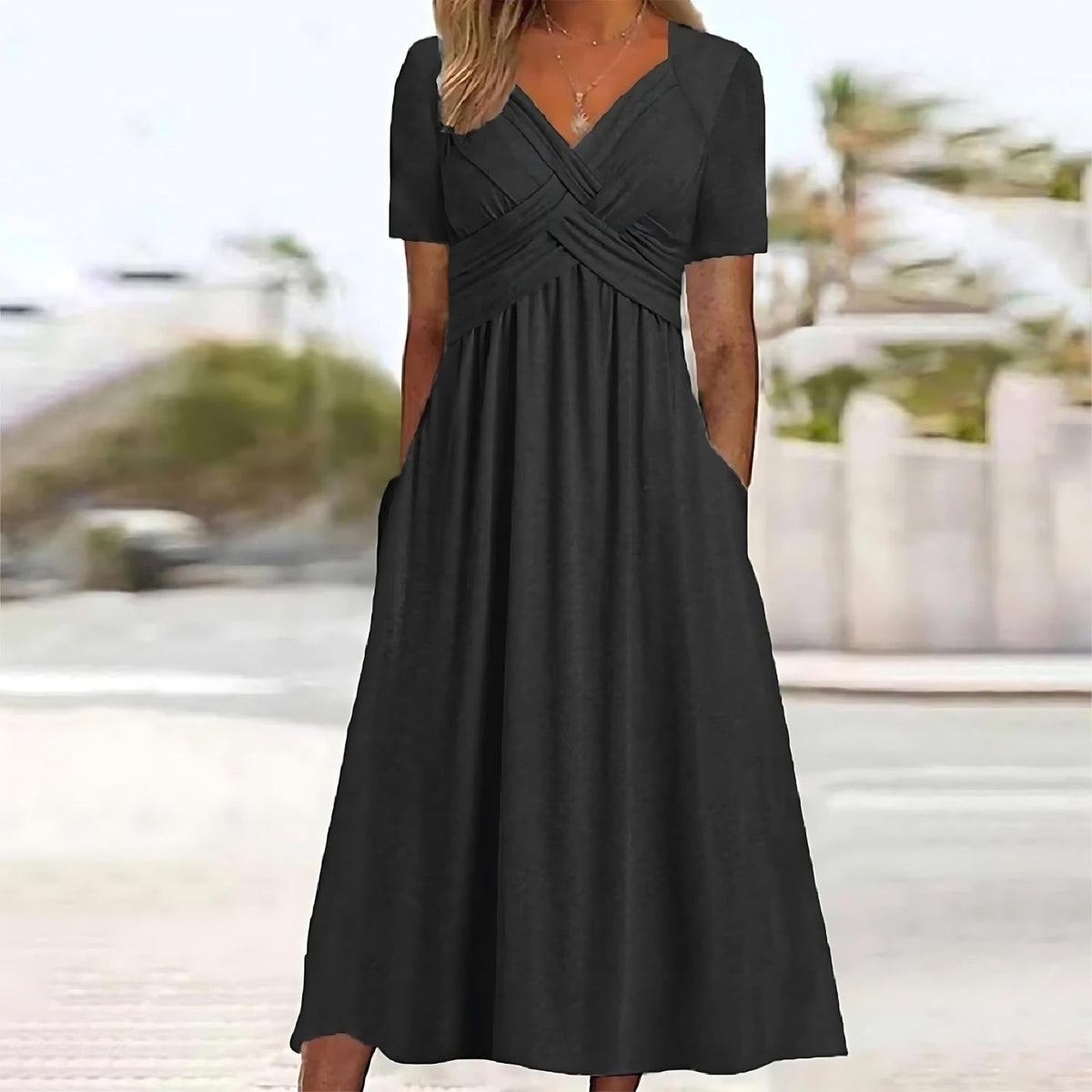 Women's Elegant Midi Dress Belly Cover