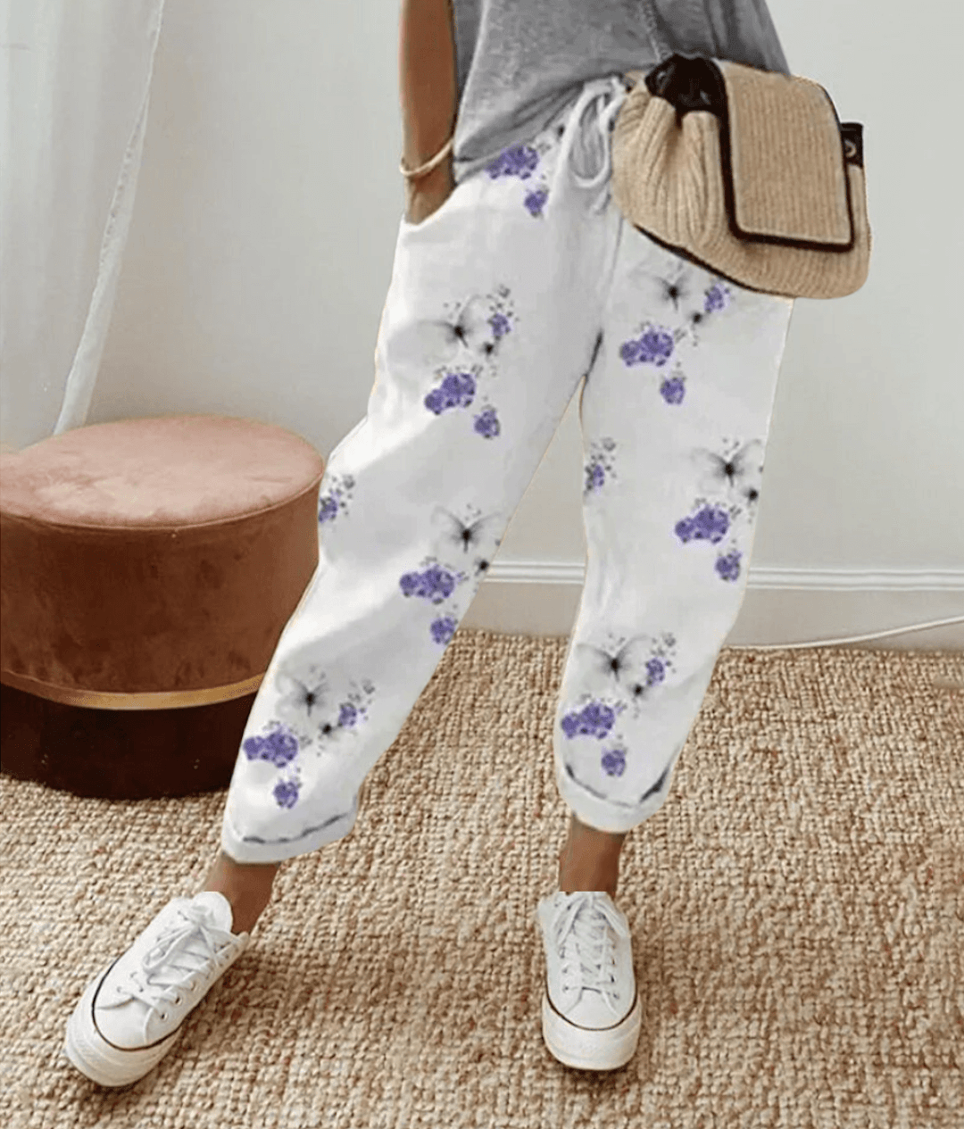 Slim Fit Printed Trousers with Comfort Waistband