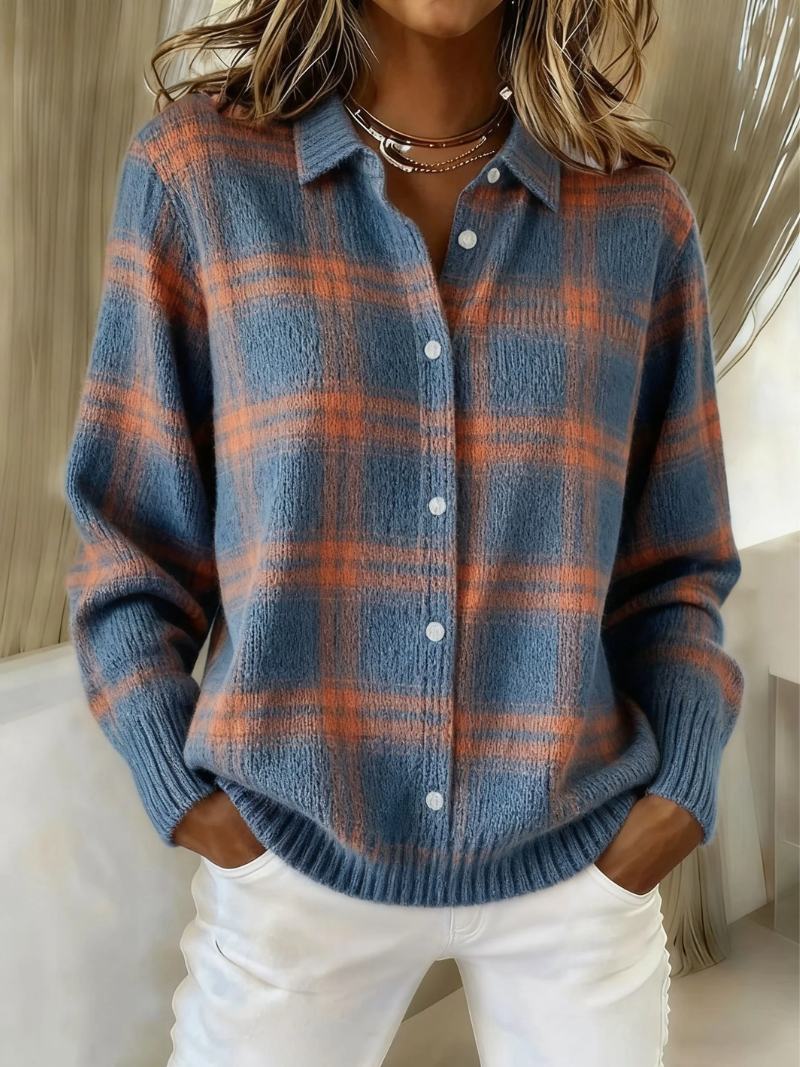 Women's Checkered Soft Blouse - VibreMode