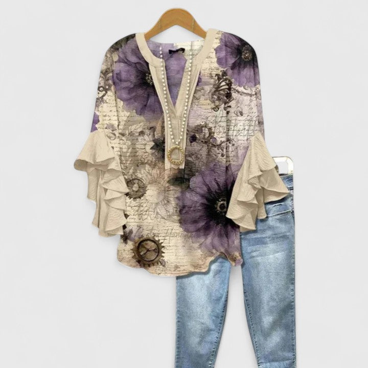 Morgan | Ladies Pretty Blouse with Ruffled Sleeves