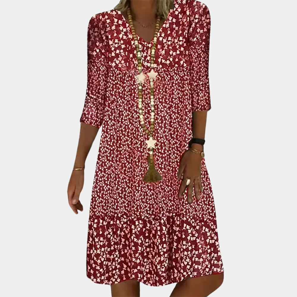 Women's Printed Midi Dress Comfortable Casual