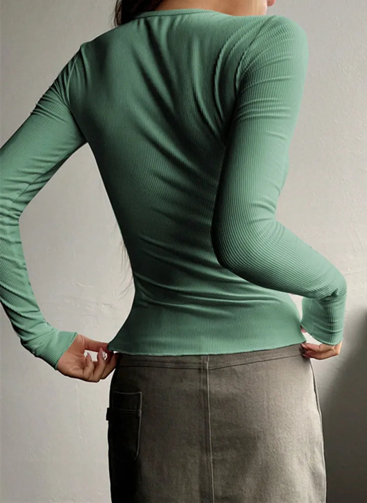 Minimalist Men's Ribbed Henley Shirt