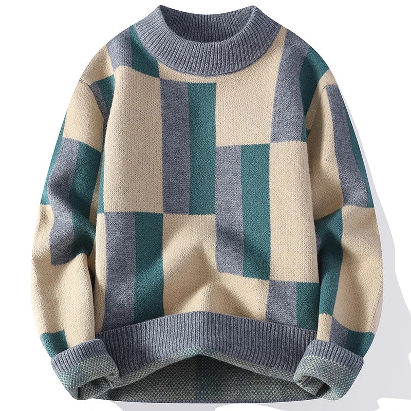 Multicolor Patterned Knit Sweater