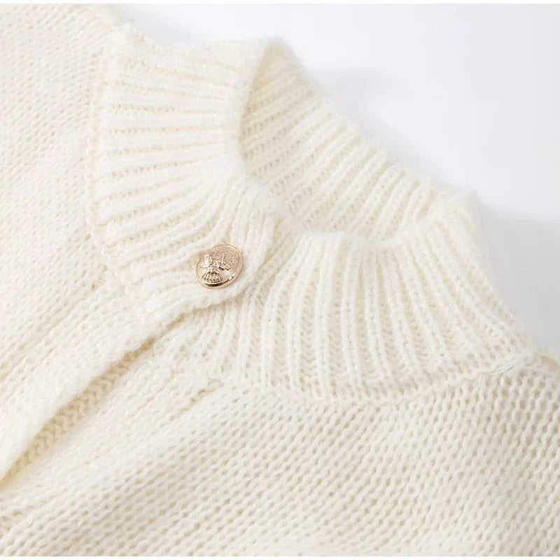 Women's Button Cardigan Sweater Ribbed Knit Cuffed Sleeves