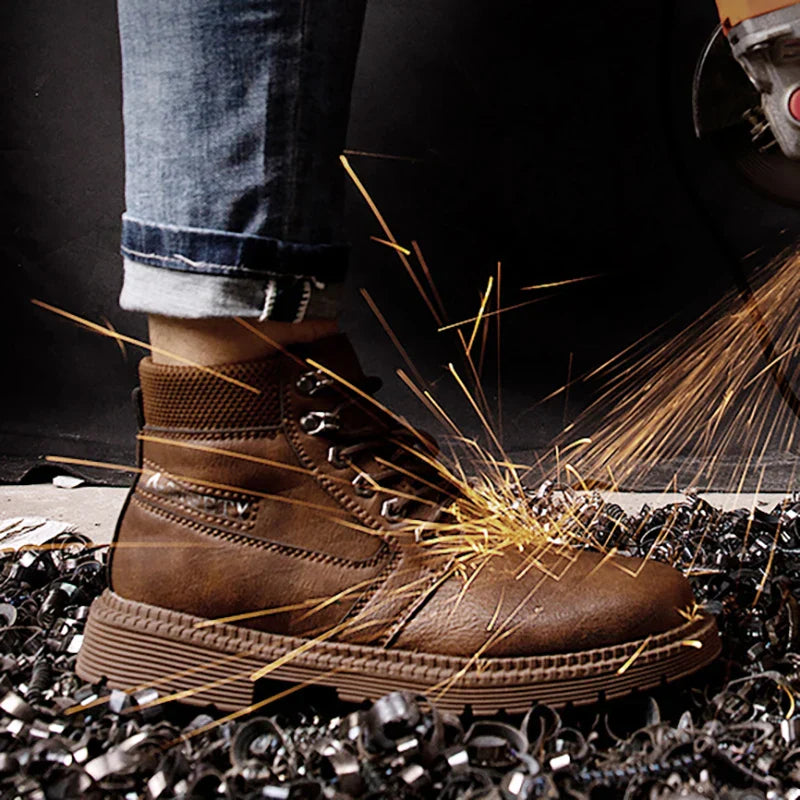 Men's Steel Toe Work Boots Waterproof Slip-Resistant