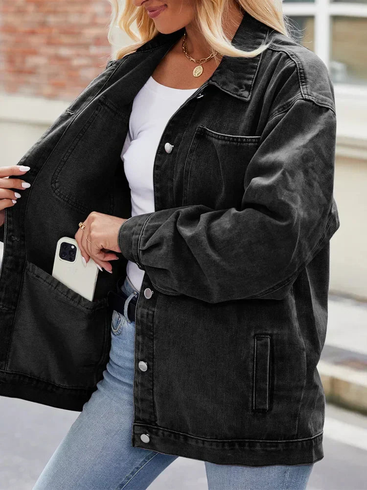 Women's Denim Jacket Oversized Blue Casual