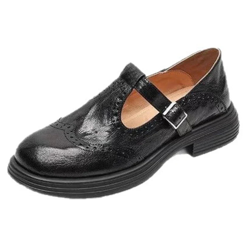 Elegant Ladies Leather Ankle Strap Shoes