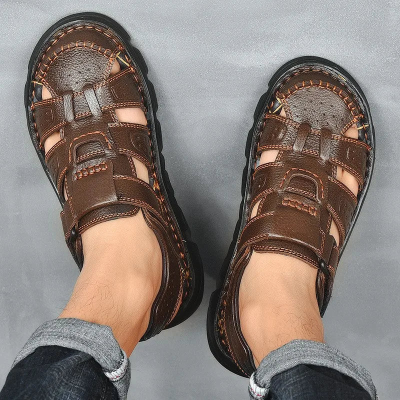 Authentic Brown Leather Summer Sandals