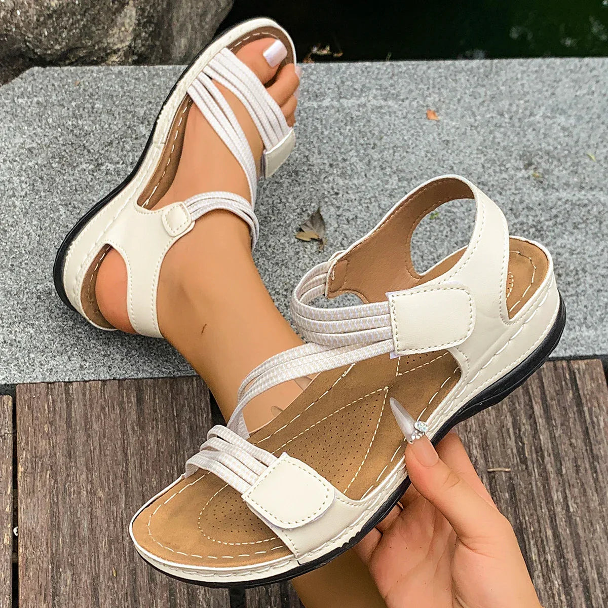 Women's Comfort Sandals Arched Footbed Adjustable Strap Comfort