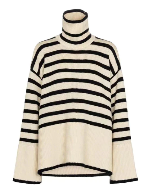 Women's Striped Turtleneck Sweater