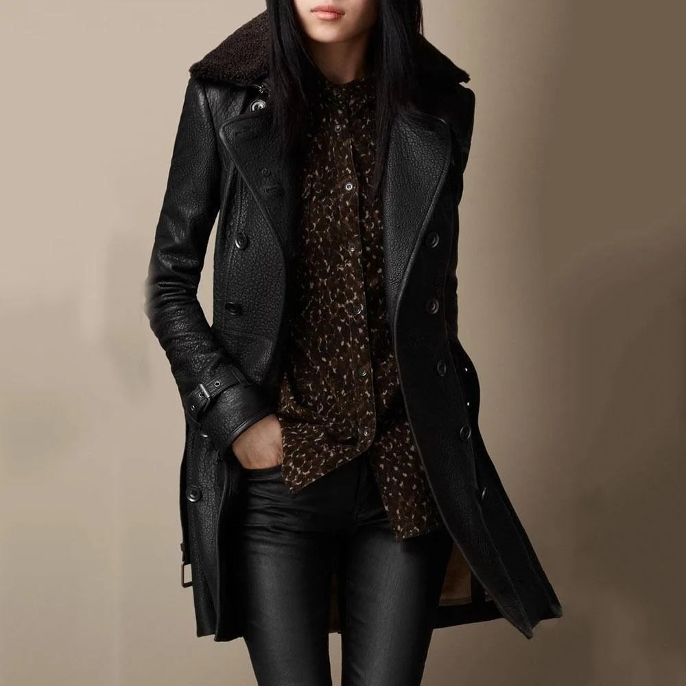 Women's Modern Black Coat - VibreMode