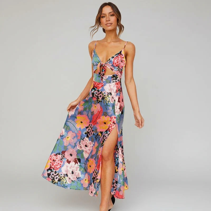 Women's Summer Midi Dress Spaghetti Strap