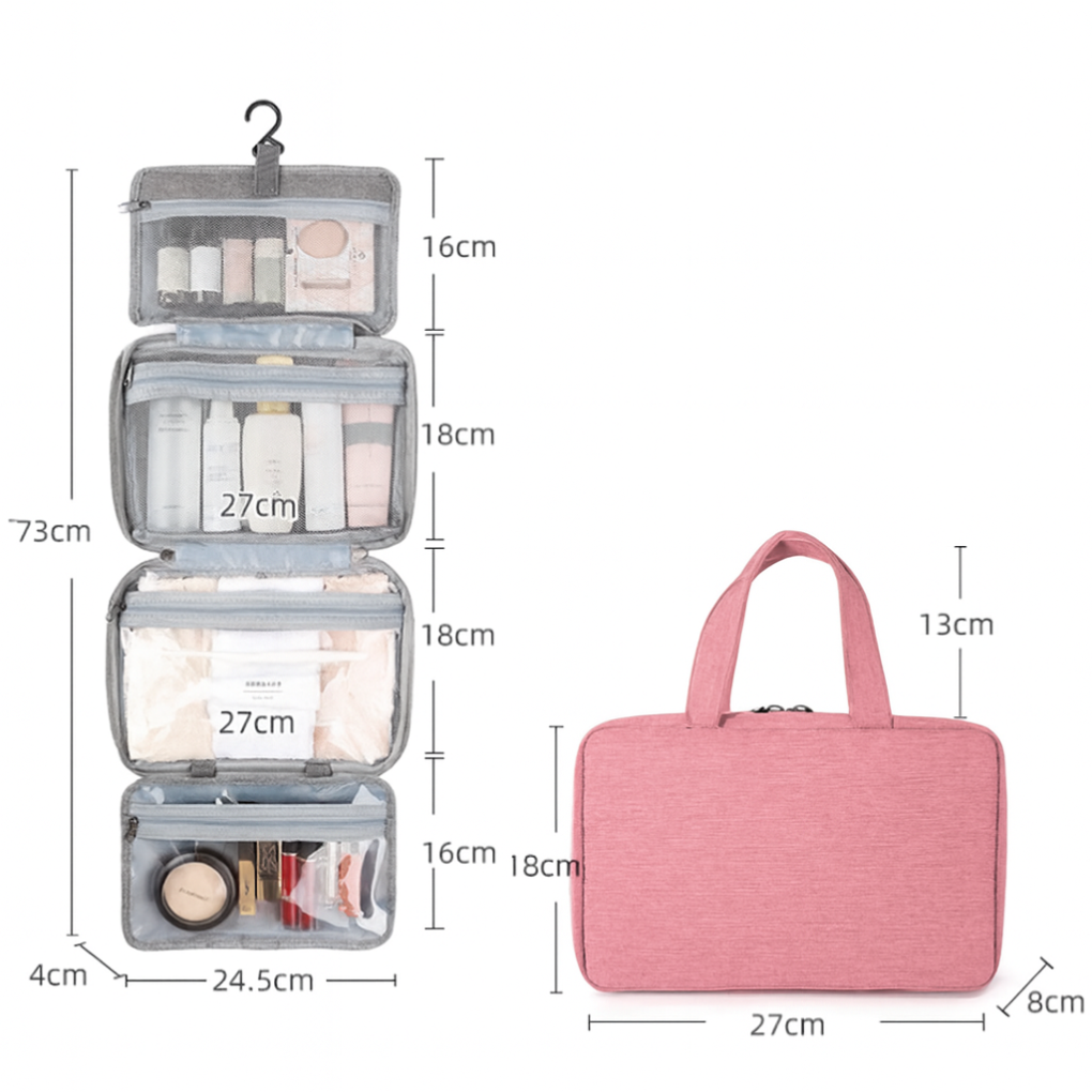 Travel Toiletries Bag Multi Compartment Organiser