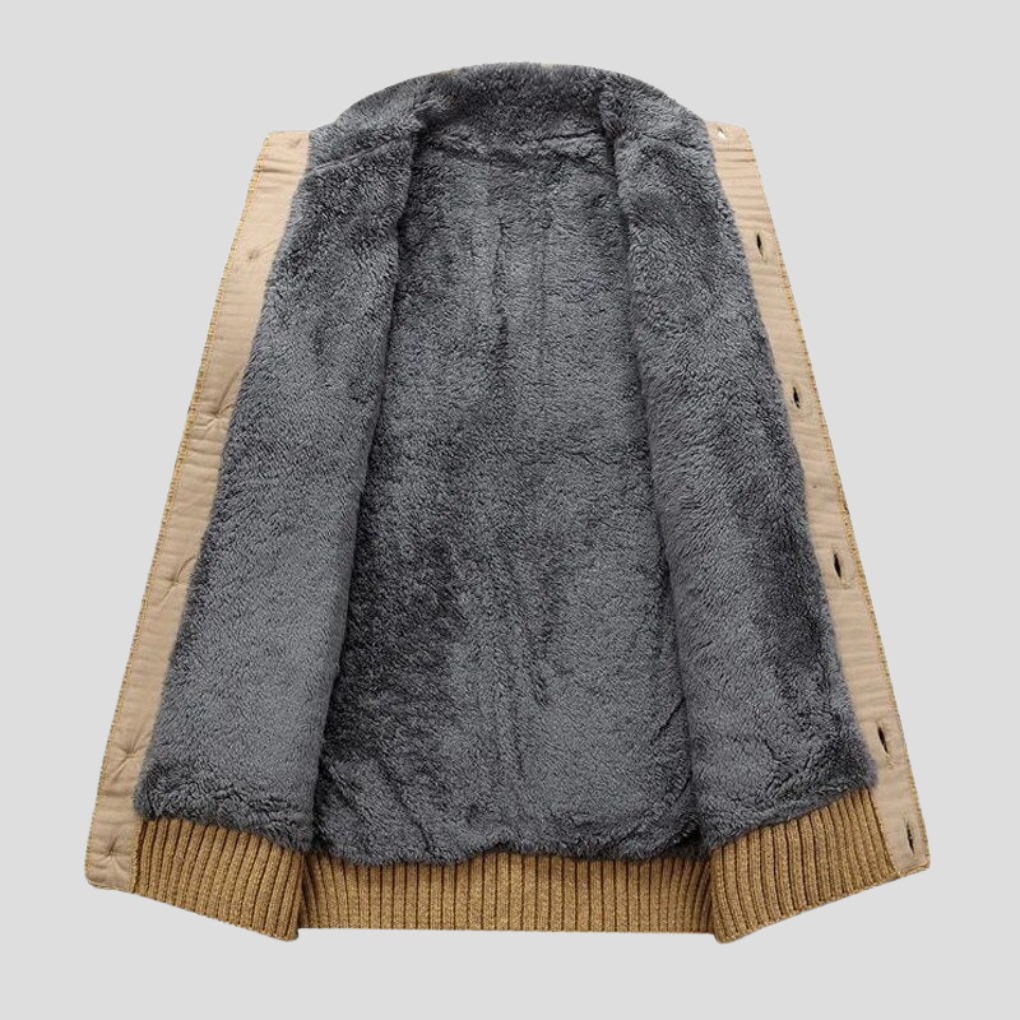 Men's Plush Lined Cardigan Sweater