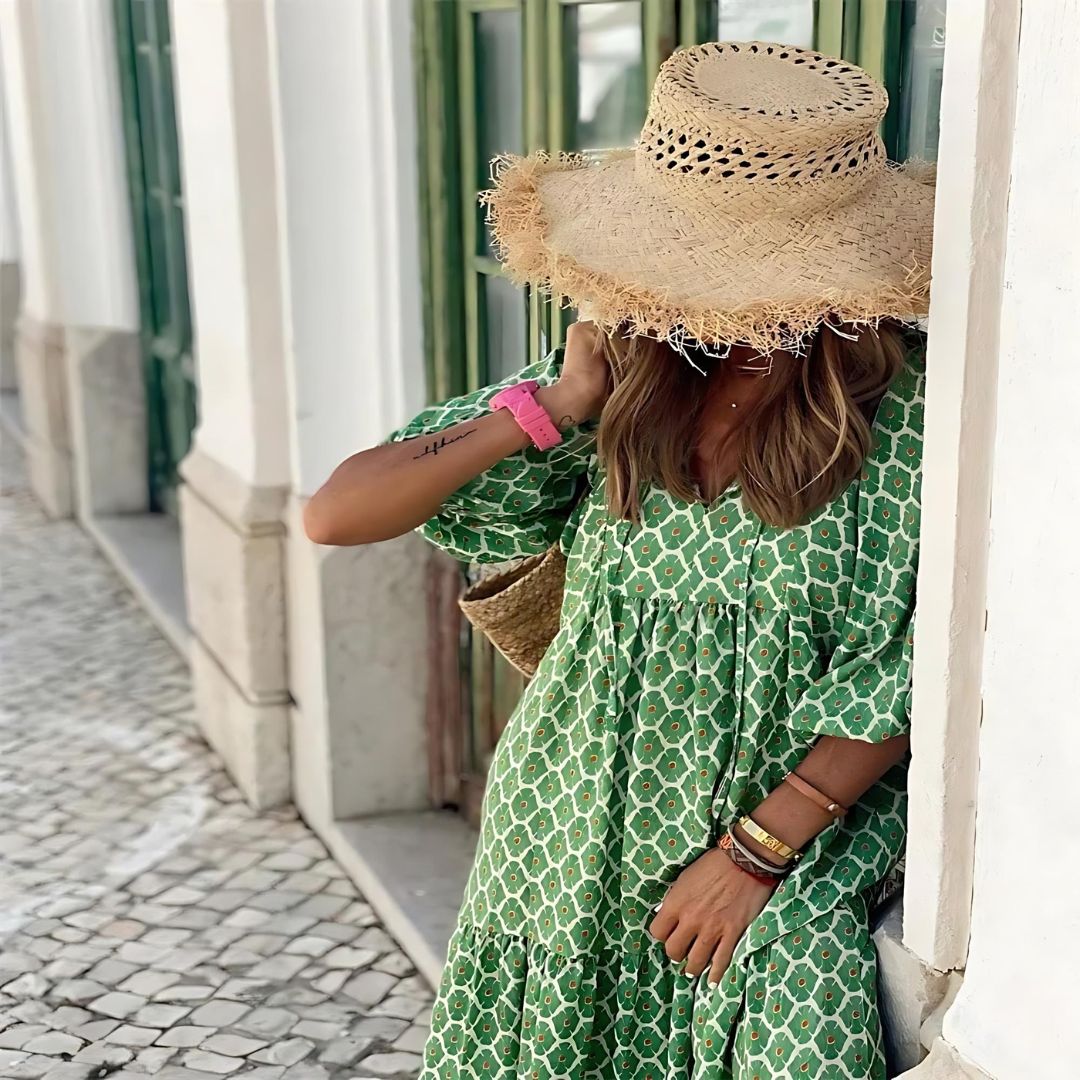 Stylish Floral V Neck Maxi Dress for Women