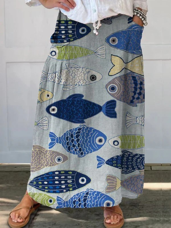 Retro Cute Fish Design Mini Skirt - VibreMode