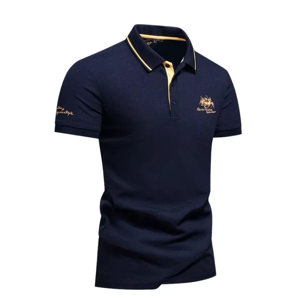 Men's Polo Shirt Short Sleeve Contrast Collar Embroidered