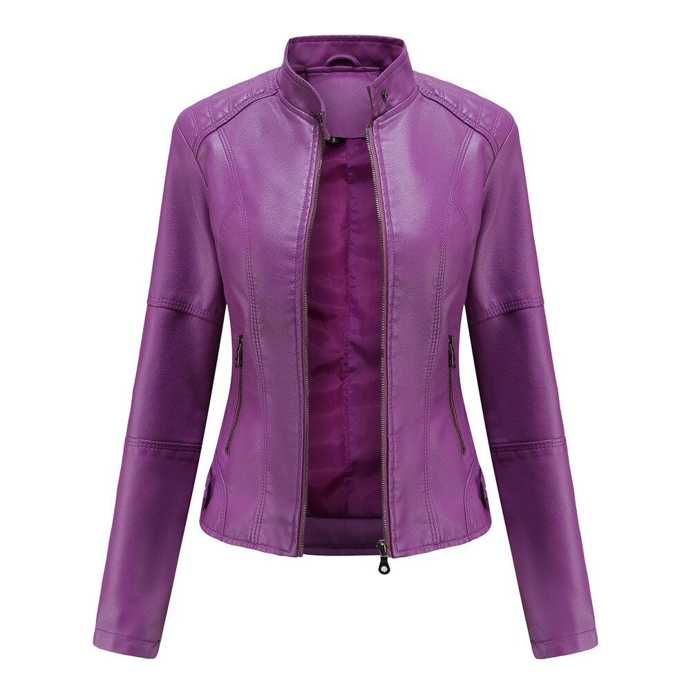 Women's Slim Fit Mao Jacket Zipper Front Hip Length