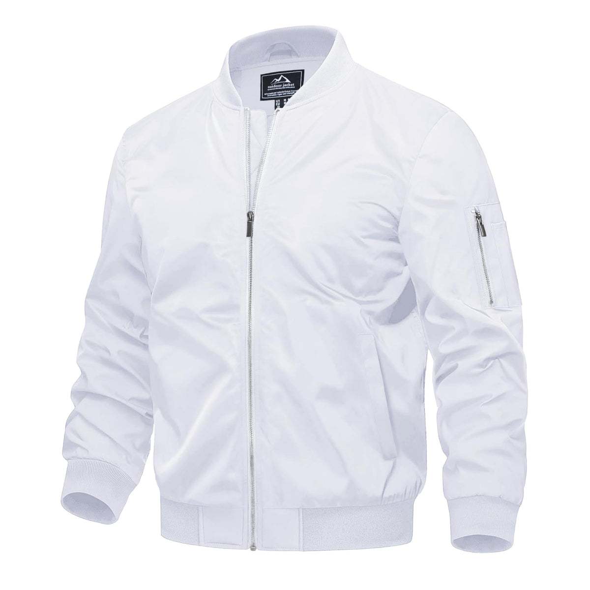 Men's Quilted Bomber Jacket Windproof Nylon Black
