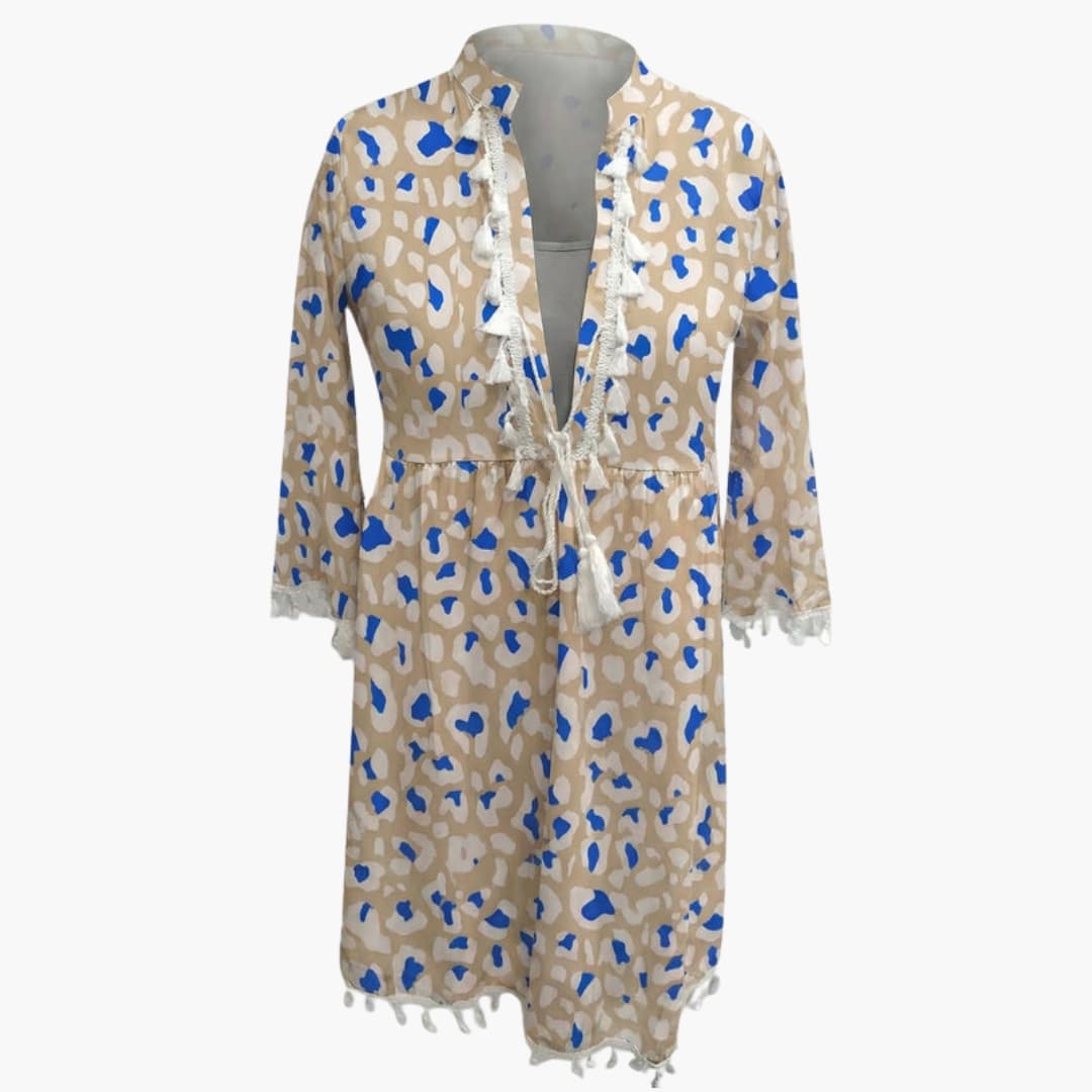 Women's Floral Beach Dress High Collar