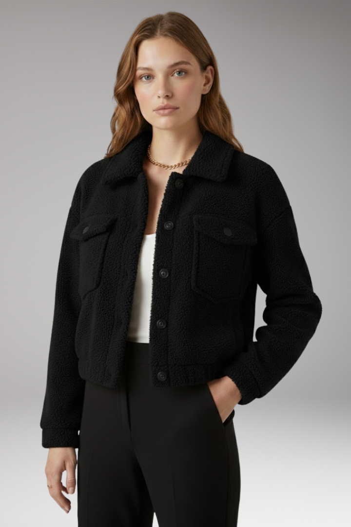 Women's Bomber Jacket Front Zipper Side Pockets