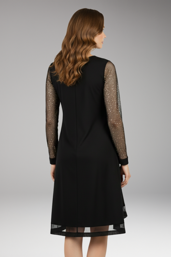 Women's Evening Dress Sequined Sleeves Plunging Neckline