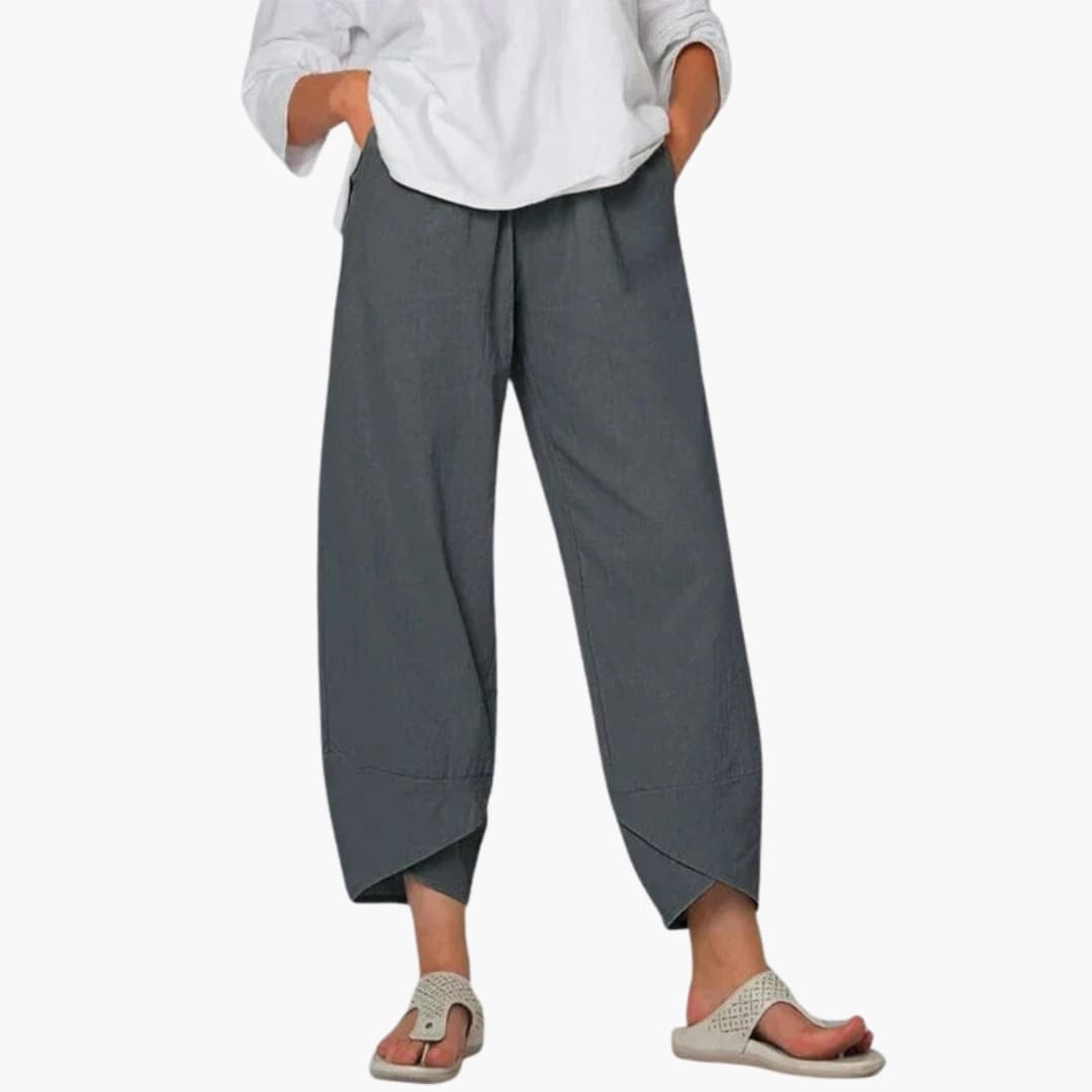 Women's Tapered Pants Elastic Waist Full-Length Trousers