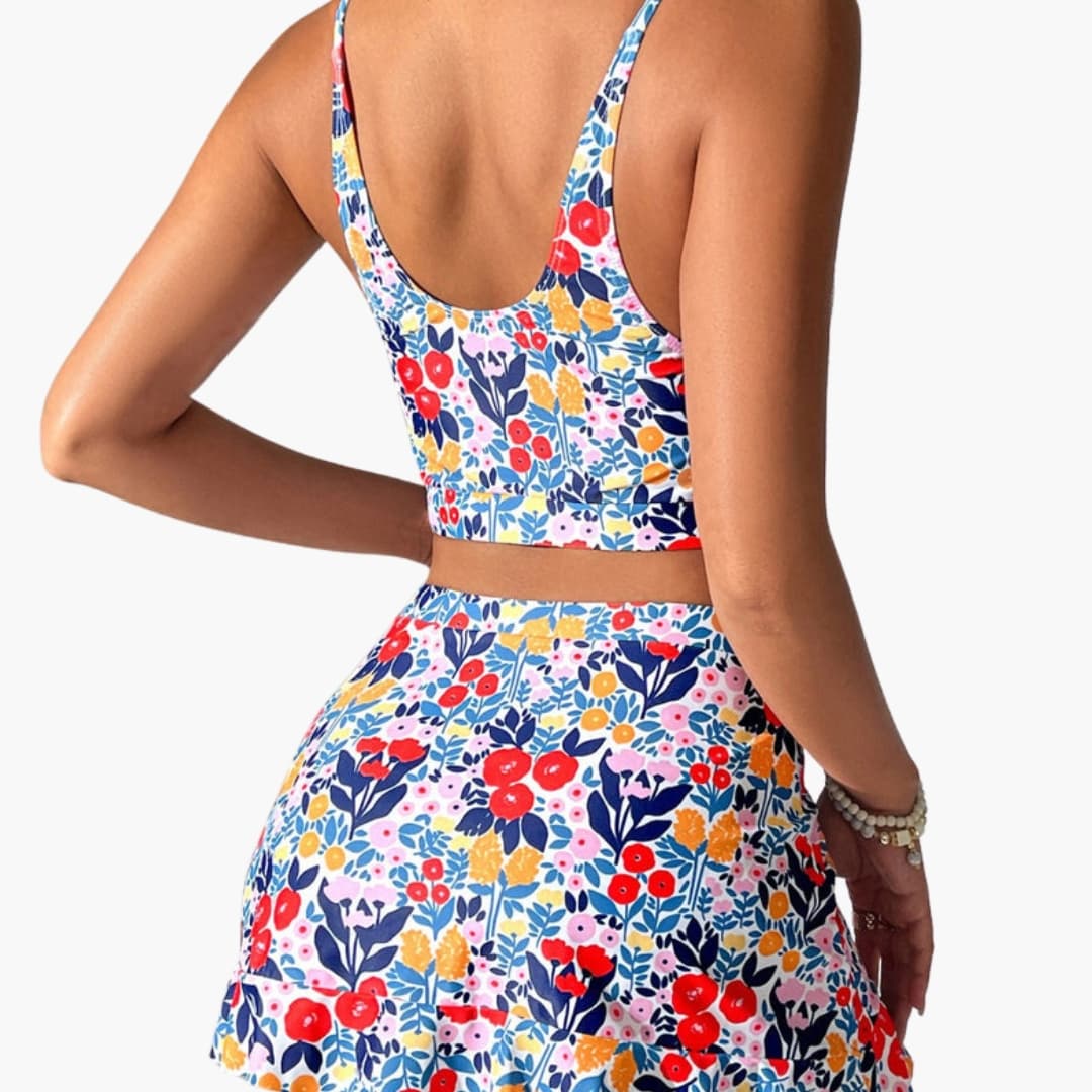 Women's Floral Two-Piece Crop And Skirt Set