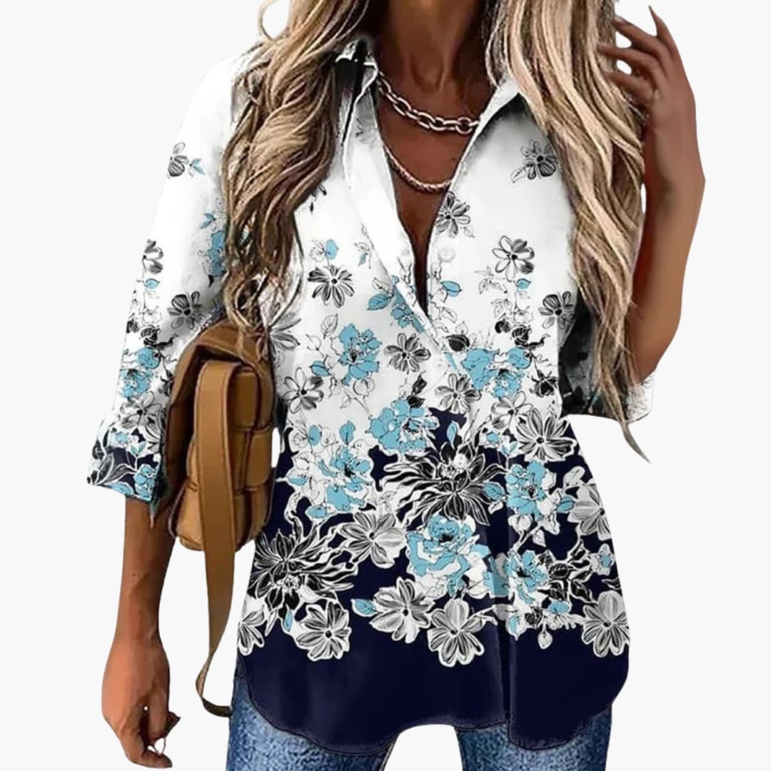 Women's Floral Blouse Woven 3/4 Sleeve