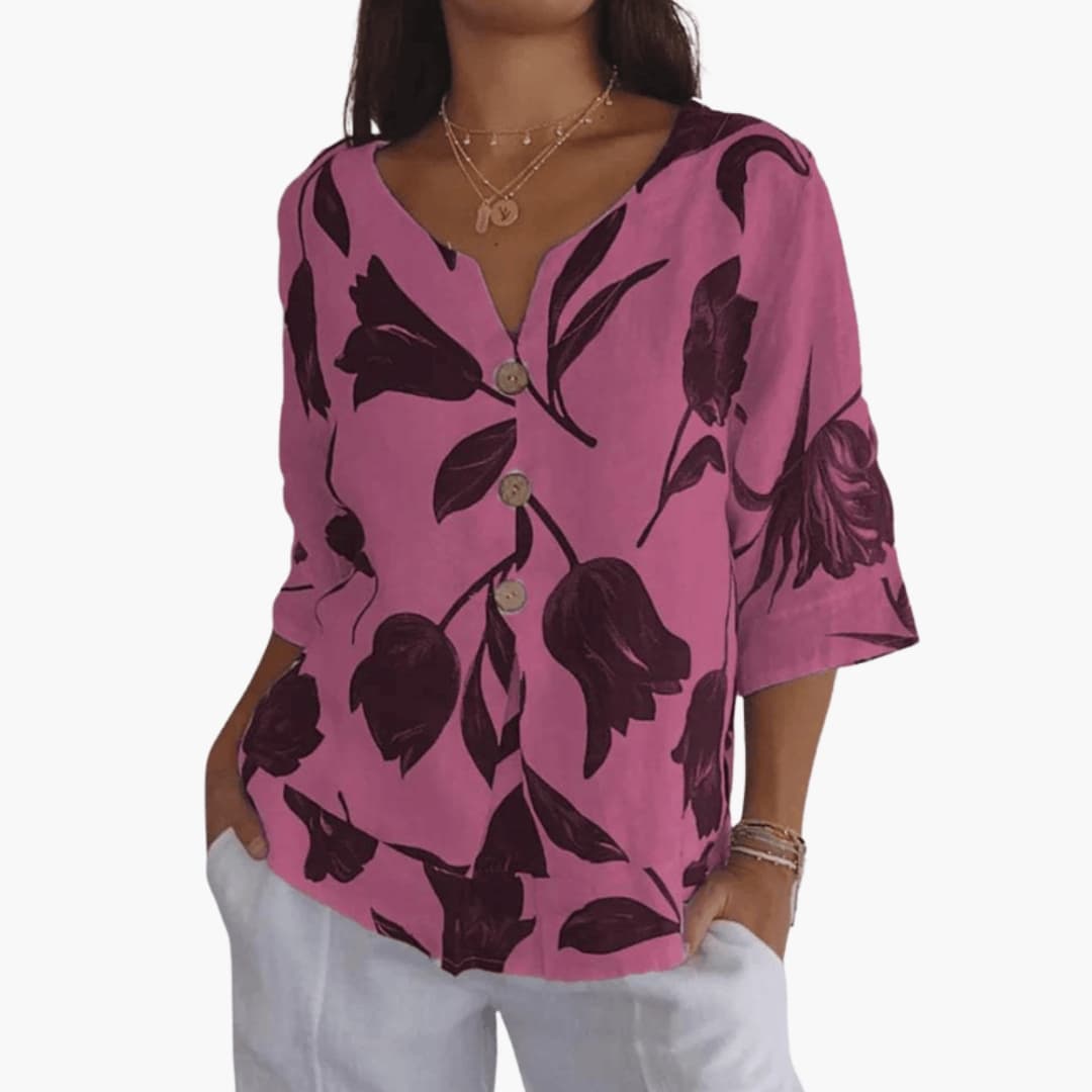 Women's Floral Short Sleeve Blouse Woven