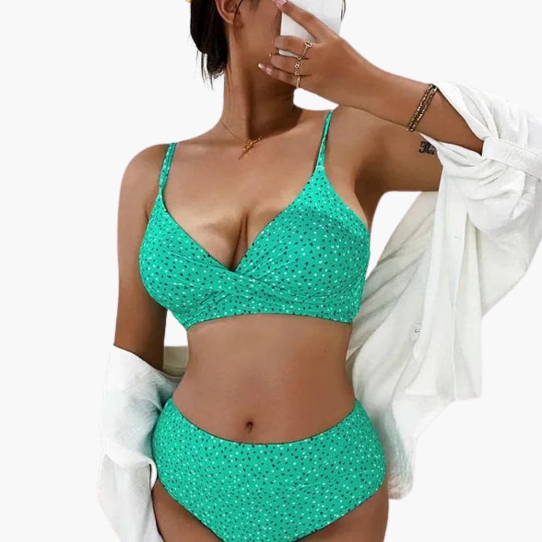 Women's High-Waisted Bikini Set Scoop Neck
