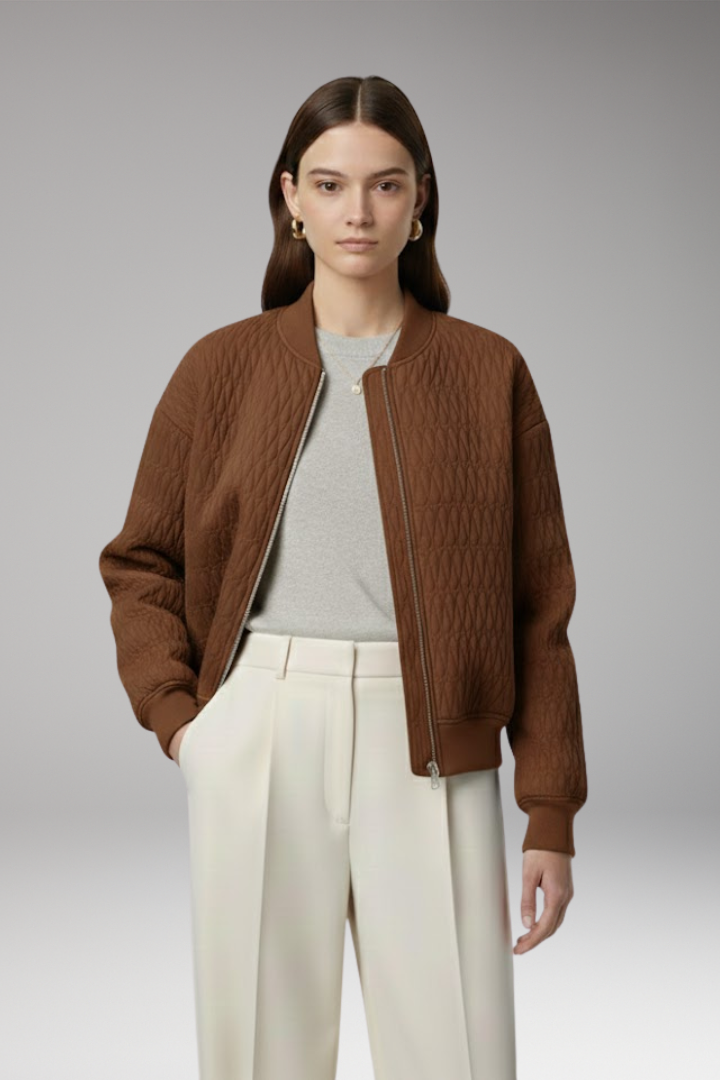 Women's Quilted Jacket Front Zip Closure