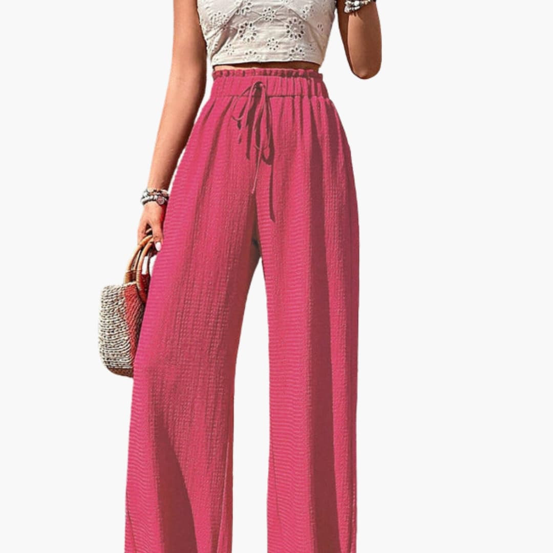 Women's Loose Fit Wide Leg Pants Elastic Waistband