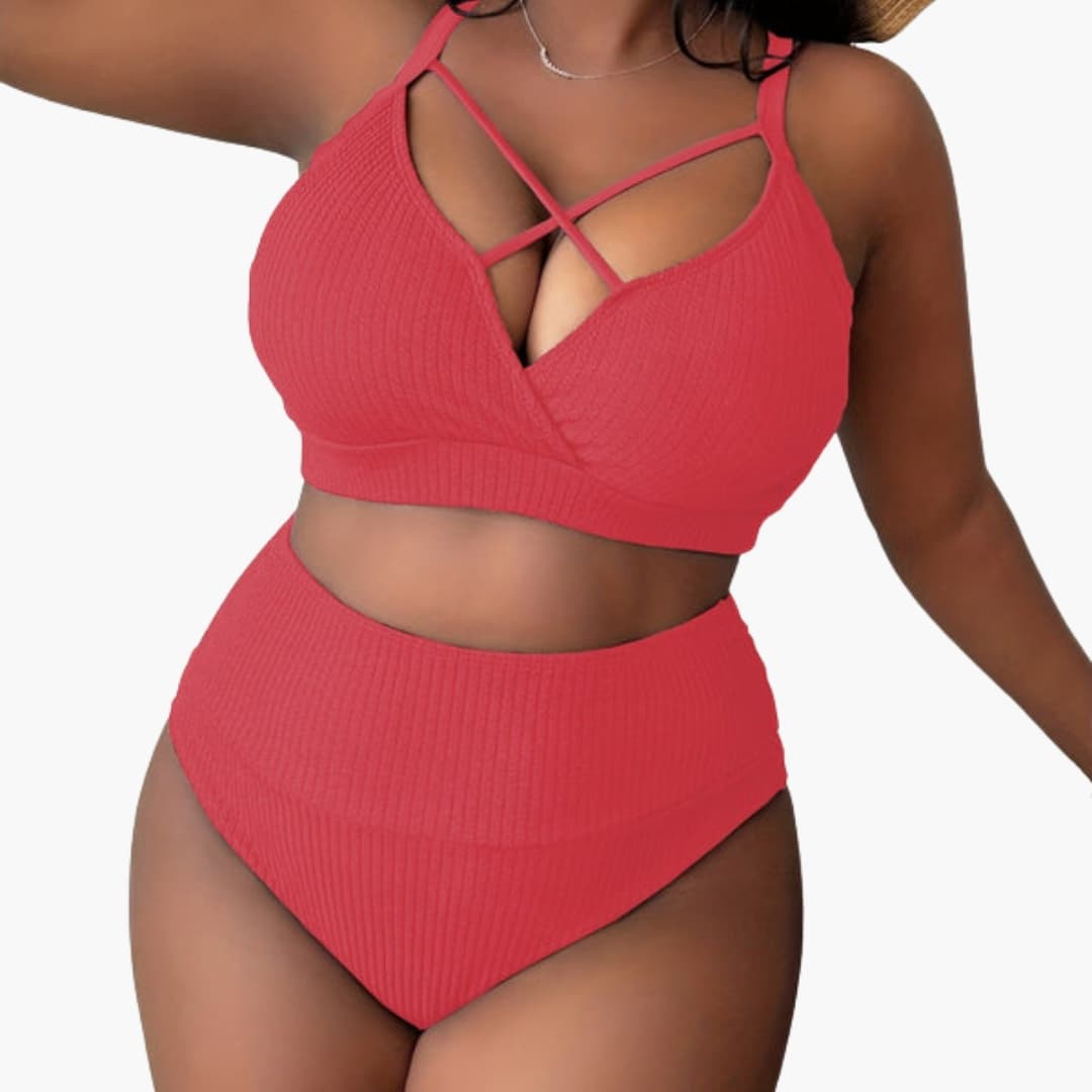 Women's Plus Size High Waisted Bikini Set