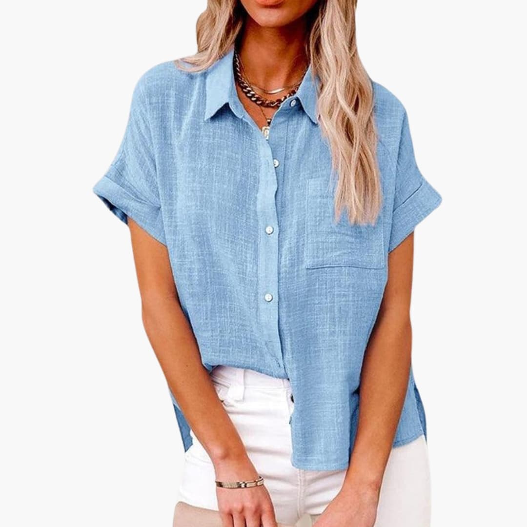 Women's Short Sleeve Blouse Relaxed Fit Cotton