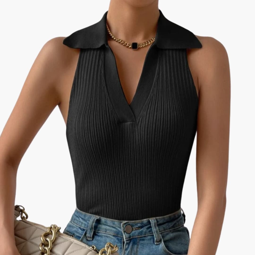 Women's Ribbed Tank Collared