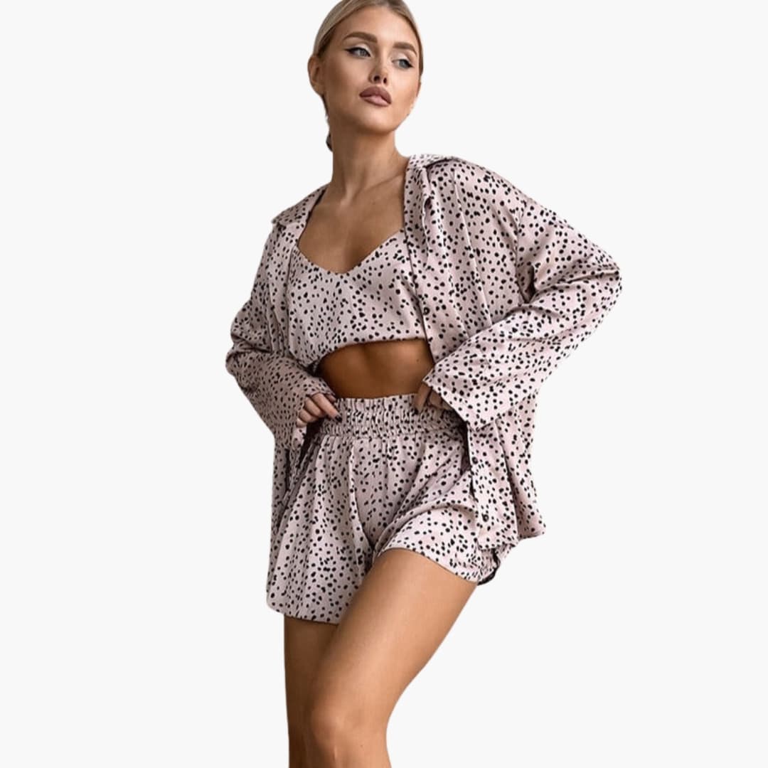 Women's Printed Two Piece Sleeveless And Shorts Set