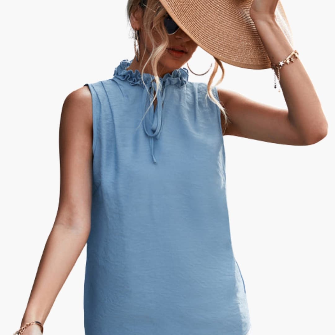 Women's Ruffle Neck Tank