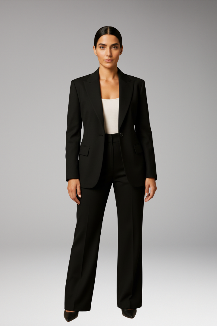Women's Slim Fit Blazer Suit Set Wide Leg Trousers