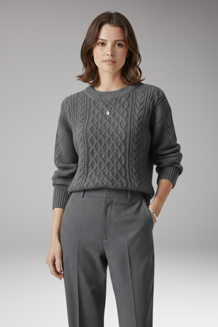 Women's Cable Knit Sweater Round Neck