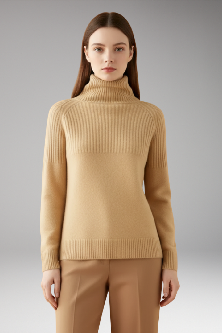 Women's Turtleneck Sweater Ribbed Knit