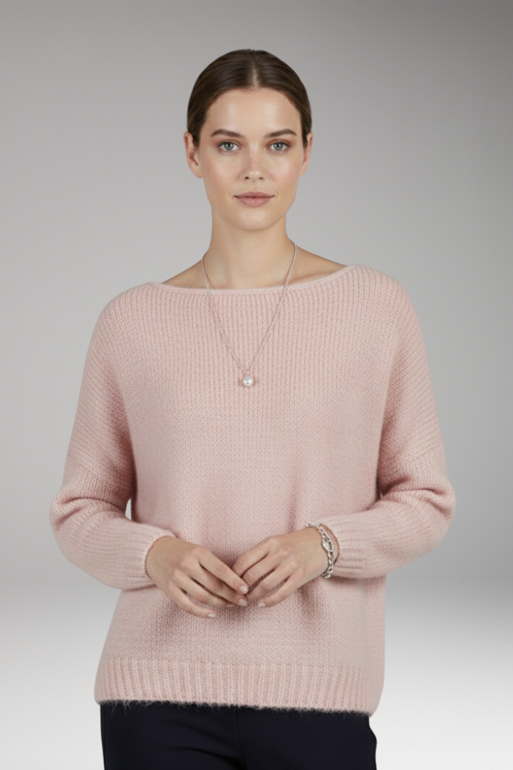 Women's Textured Sweater Wide Neckline
