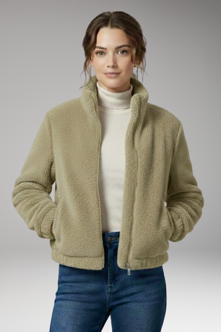 Women's Teddy Bomber Jacket Front Zipper