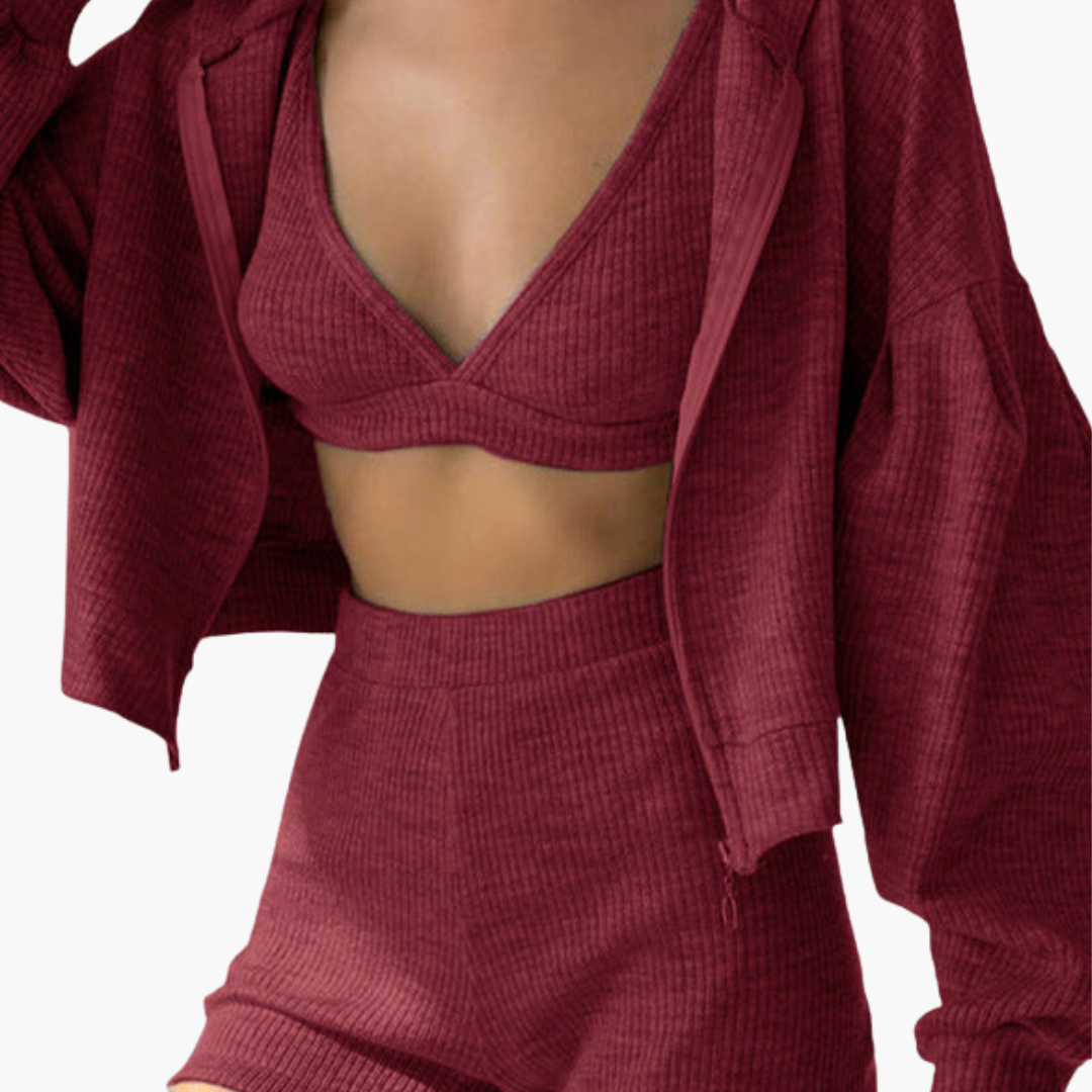 Women's Crop Hoodie Shorts Set