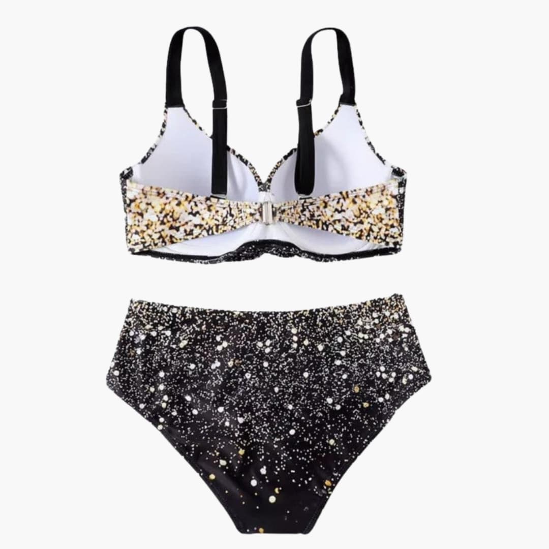 Women's High-Waisted Underwire Bikini Tropical Print