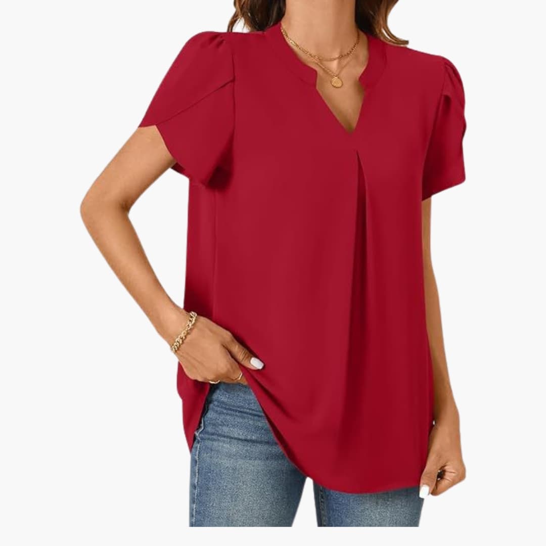 Women's Loose Fit Blouse Puff Sleeve Woven